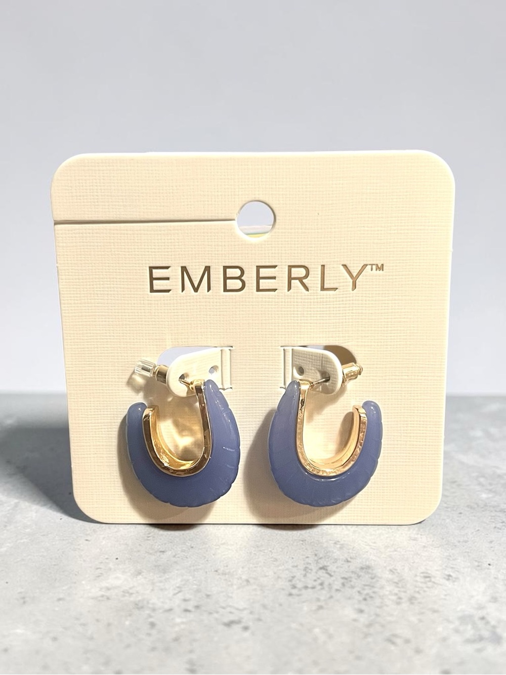 Emberly Gold-Trim Lavender Hoop Earrings